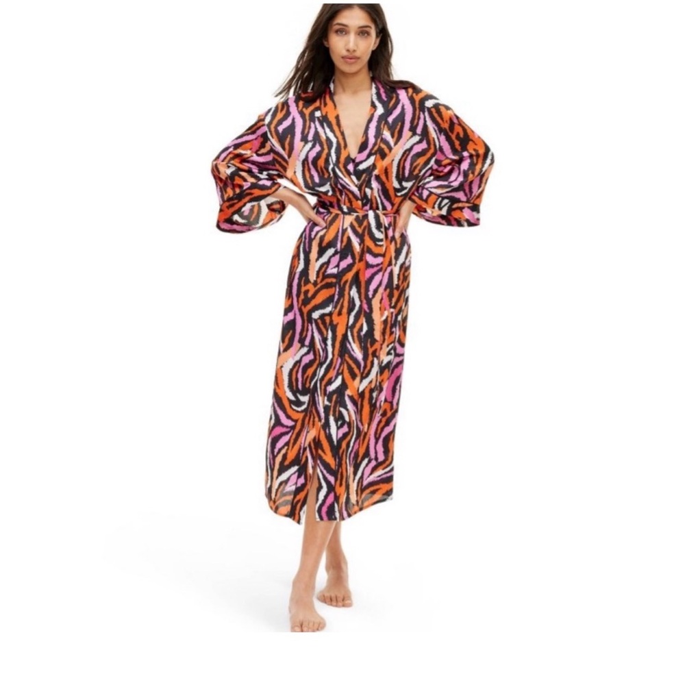 Diane Von Furstenberg Disco Zebra Satin Robe - Size XS - M